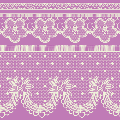 Ornate lace border design vector set 04