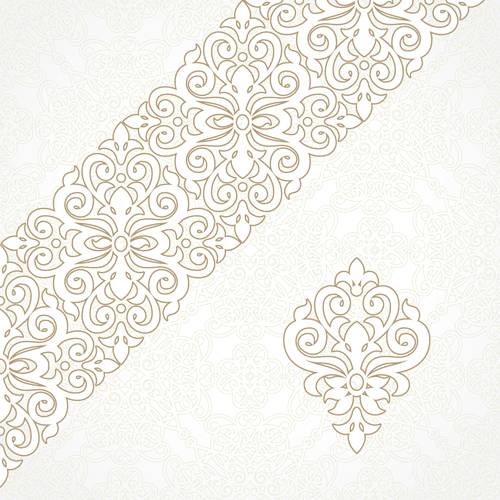 Ornate oriental floral pattern vector background 03 free download