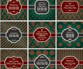 Ornate pattern with frames vintage background vector 03