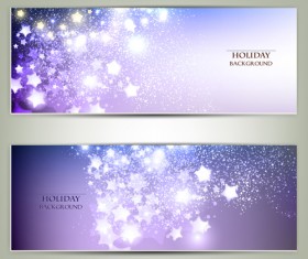 Ornate stars with holiday banners vector 02