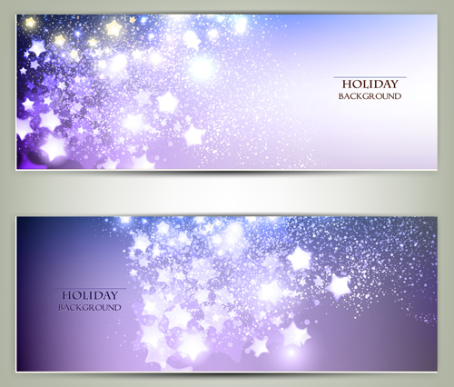 Ornate stars with holiday banners vector 02