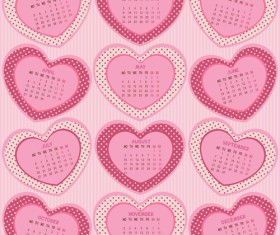Pink heart calendar 2015 vector