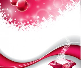 Pink red christmas baubles with background vector 01