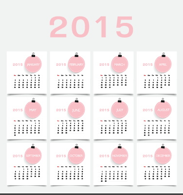 Pink style 2015 calendar design vector