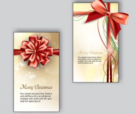 Pretty bow christmas cards design vector 01