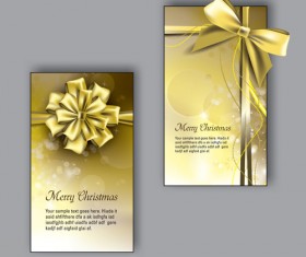 Pretty bow christmas cards design vector 02