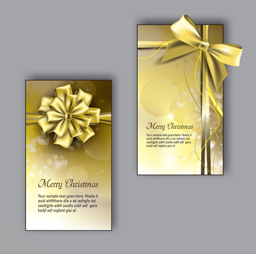 Pretty bow christmas cards design vector 02