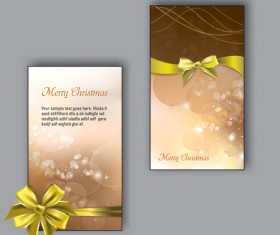 Pretty bow christmas cards design vector 03