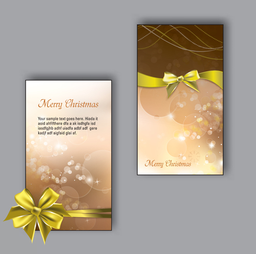 Pretty bow christmas cards design vector 03