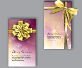 Pretty bow christmas cards design vector 04