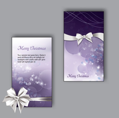 Pretty bow christmas cards design vector 05