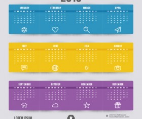 Purple with blue and yellow 2015 calendar vector