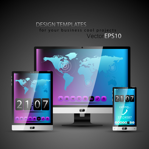 Realistic devices responsive design template vector 05