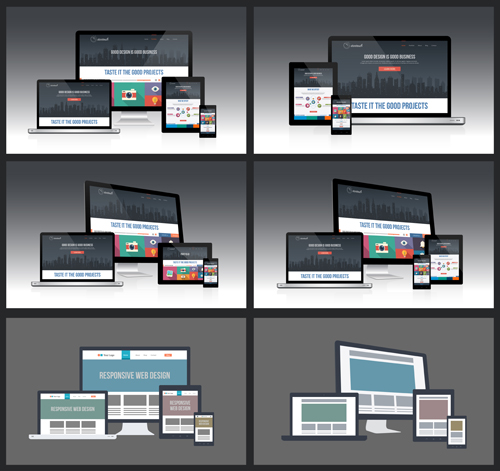 Realistic devices responsive design template vector 18