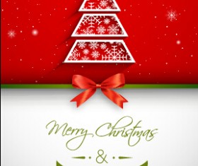 Red bow christmas greeting card set 04