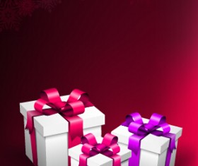 Red christmas background with gift vector