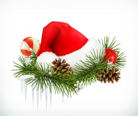Red christmas hats and needles vector illustration
