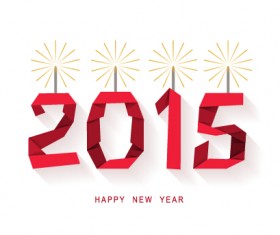 Red origami 2015 new year vector material