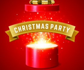 Red style xmas party flyer vector 01