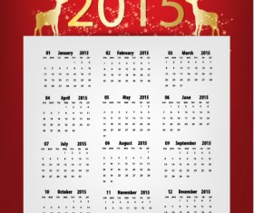 Red with white 2015 calendar vector
