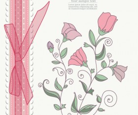 Refreshing lace with floral invitation cards vector 02