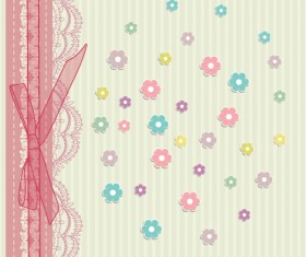Refreshing lace with floral invitation cards vector 03