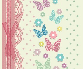 Refreshing lace with floral invitation cards vector 04