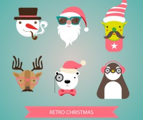 Retro christmas head portrait vector