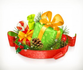 Ribbon with christmas gift labels vector