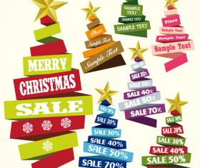 Ribbon xmas tree discount sales vector