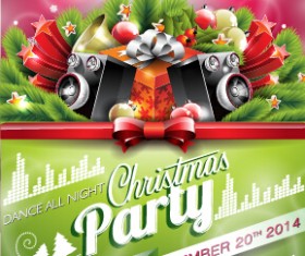 Santa club christmas music party poster vector 02