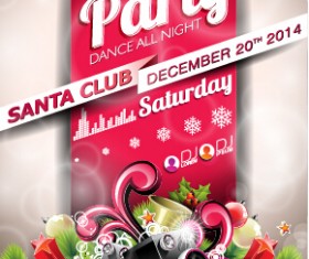 Santa club christmas music party poster vector 03