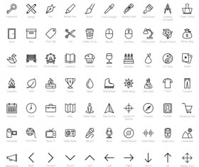 Set of media and computer outline icons