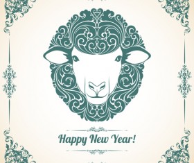Sheep new year 2015 retro vector background 01
