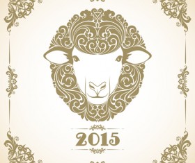 Sheep new year 2015 retro vector background 02
