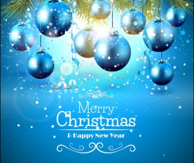 Shiny blue xmas ball with vector background