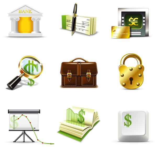 Shiny business with finance icons