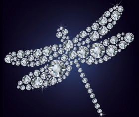 Shiny diamonds dragonfly vector