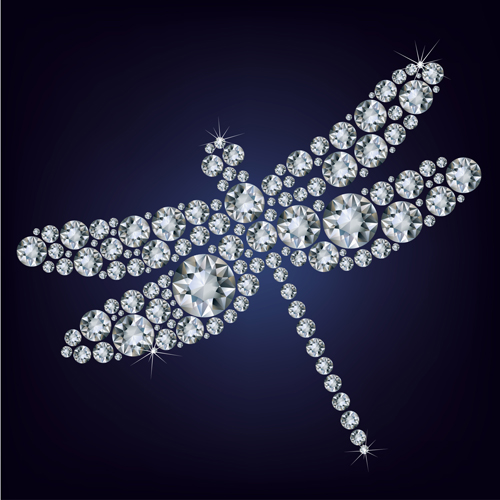 Shiny diamonds dragonfly vector