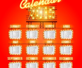 Shiny lights calendar 2015 vector