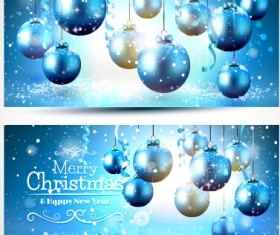 Shiny xmas ball with banners vector