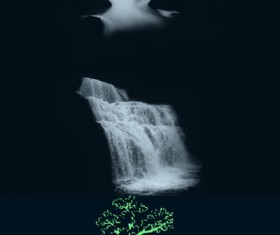Smoke with waterfall and tree Photoshop brushes