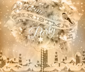 Snow town christmas background vector