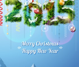 Snow with 2015 holiday xmas vector background