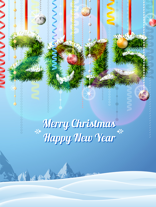 Snow with 2015 holiday xmas vector background