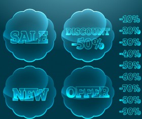 Transparent glass sale labels vector matirial