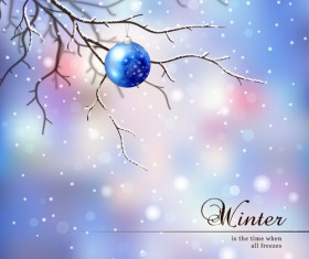 Tree branch and blurs winter background vector 01