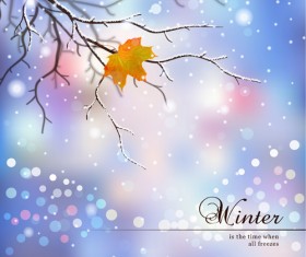 Tree branch and blurs winter background vector 02