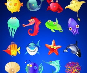 Various marine animals realistic vector