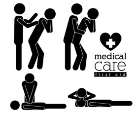 Vector medical care people silhouettes set 01